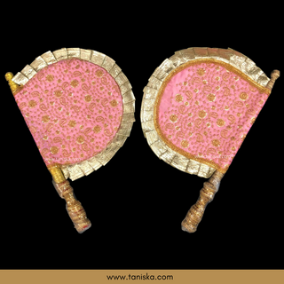 Baby Pink Punjabi Pakhi (Hand Fans) - Pack of 2 - Decorative Hand Fan