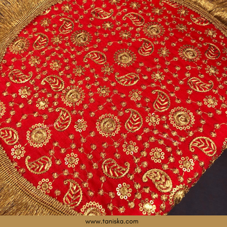 Royal Red Punjabi Pakhi (Hand Fans) - Pack of 2 - Decorative Hand Fan