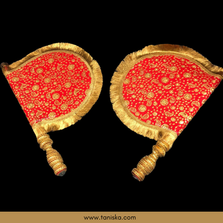 Royal Red Punjabi Pakhi (Hand Fans) - Pack of 2 - Decorative Hand Fan