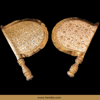 Royal Golden Punjabi Pakhi (Hand Fans) - Pack of 2 - Decorative Hand Fan