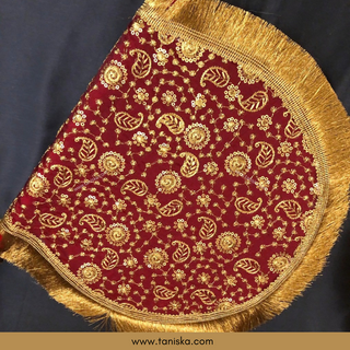Royal Maroon Punjabi Pakhi (Hand Fans) - Pack of 2 - Decorative Hand Fan
