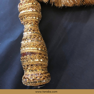 Royal Golden Punjabi Pakhi (Hand Fans) - Pack of 2 - Decorative Hand Fan