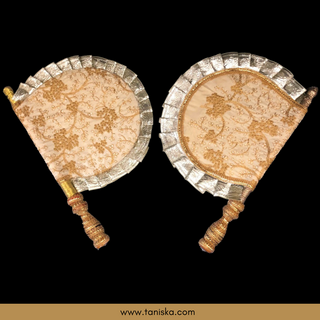 Golden Punjabi Pakhi (Hand Fans) - Pack of 2 - Decorative Hand Fan