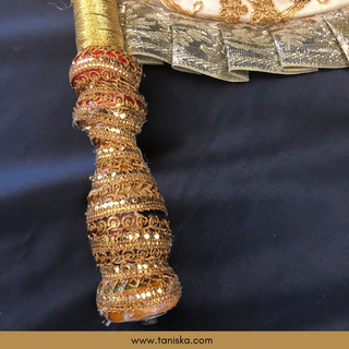 Golden Punjabi Pakhi (Hand Fans) - Pack of 2 - Decorative Hand Fan