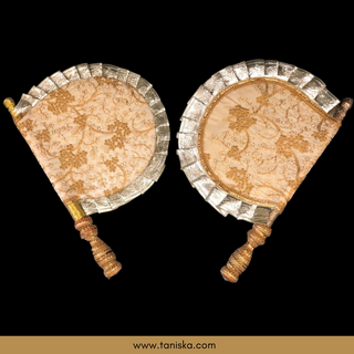 Golden Punjabi Pakhi (Hand Fans) - Pack of 2 - Decorative Hand Fan