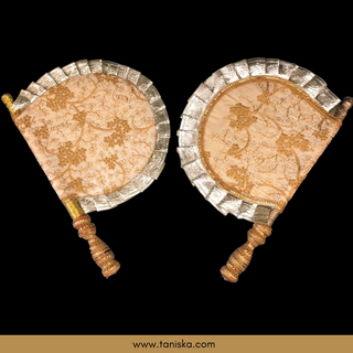 Golden Punjabi Pakhi (Hand Fans) - Pack of 2 - Decorative Hand Fan