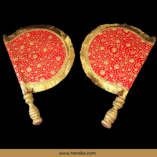 Royal Red Punjabi Pakhi (Hand Fans) - Pack of 2 - Decorative Hand Fan