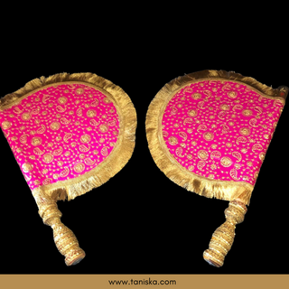 Royal Hot Pink Punjabi Pakhi (Hand Fans) - Pack of 2 - Decorative Hand Fan