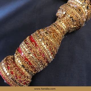 Golden Punjabi Pakhi (Hand Fan - Single Piece) - Decorative Hand Fan