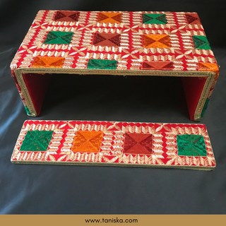 Phulkari Colourful FATTI - with Foot Plate - Mayian / Haldi Stool
