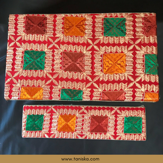 Phulkari Colourful FATTI - with Foot Plate - Mayian / Haldi Stool