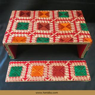 Phulkari Colourful FATTI - with Foot Plate - Mayian / Haldi Stool