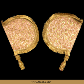 Royal Peachy Punjabi Pakhi (Hand Fans) - Pack of 2 - Decorative Hand Fan