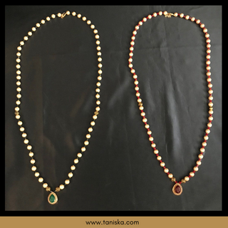 MILNI HAAR - Red/White Pearls Swaghat Haar(Guest Garlands) - (Set of 24: x12 Red x12 Green)