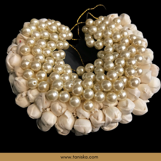 White Traditional Gajra with Pearls - Hair Accessories