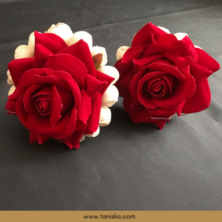 Red/Deep Red Traditional Gajra Pins - Set of 2 Gajra Hair Pins - Hair Accessories
