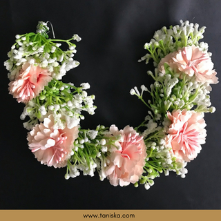 Peach Flower Gajra - Hair Accessory - (Single Piece) - Hair Accessories