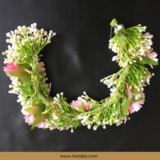 Pink Flower Gajra - Hair Accessory - (Single Piece) - Hair Accessories