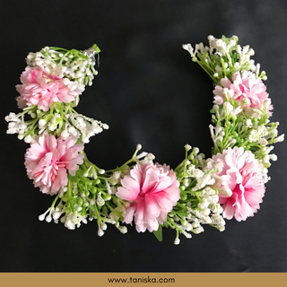 Pink Flower Gajra - Hair Accessory - (Single Piece) - Hair Accessories