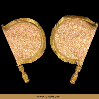 Royal Peachy Punjabi Pakhi (Hand Fans) - Pack of 2 - Decorative Hand Fan