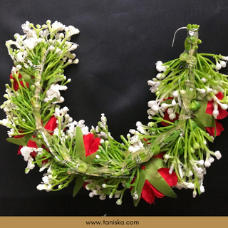 Red Flower Gajra - Hair Accessory - (Single Piece) - Hair Accessories