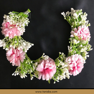 Pink Flower Gajra - Hair Accessory - (Single Piece) - Hair Accessories