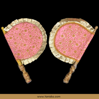 Baby Pink Punjabi Pakhi (Hand Fans) - Pack of 2 - Decorative Hand Fan