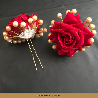 Red/Deep Red Traditional Hair Pins - Set of 2 Hair Pins - Hair Accessories