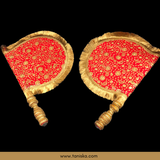 Royal Red Punjabi Pakhi (Hand Fans) - Pack of 2 - Decorative Hand Fan