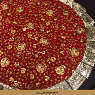 Deep Red Punjabi Pakhi (Hand Fans) - Pack of 2 - Decorative Hand Fan