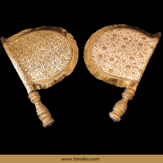 Royal Golden Punjabi Pakhi (Hand Fans) - Pack of 2 - Decorative Hand Fan