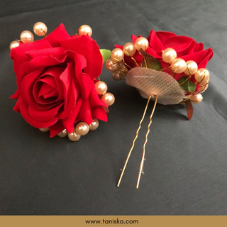 Red/Deep Red Traditional Hair Pins - Set of 2 Hair Pins - Hair Accessories