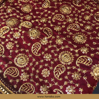 Maroon Punjabi Pakhi (Hand Fans) - Pack of 2 - Decorative Hand Fan