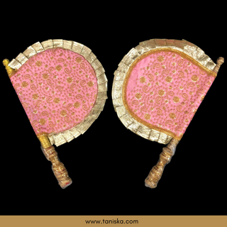 Baby Pink Punjabi Pakhi (Hand Fans) - Pack of 2 - Decorative Hand Fan