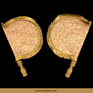 Royal Peachy Punjabi Pakhi (Hand Fans) - Pack of 2 - Decorative Hand Fan