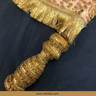 Royal Peachy Punjabi Pakhi (Hand Fans) - Pack of 2 - Decorative Hand Fan
