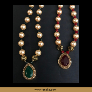 MILNI HAAR - Red/White Pearls Swaghat Haar(Guest Garlands) - (Set of 24: x12 Red x12 Green)
