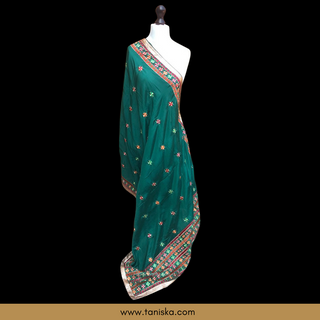 The Royal Emerald Phulkari Dupatta - Phulkari Dupatta