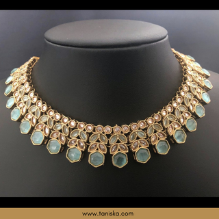 Sea Mint Traditional Necklace Set - Antique Gold - Necklace Set