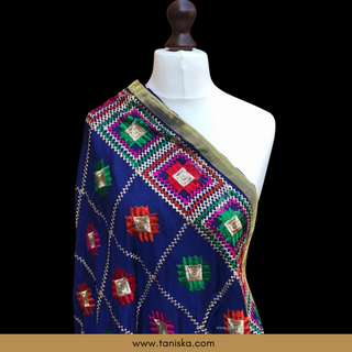 The Midnight Star Phulkari Dupatta - Phulkari Dupatta