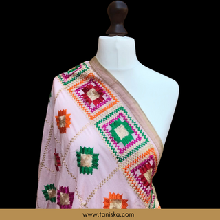 The Petal Blush Phulkari - Phulkari Dupatta