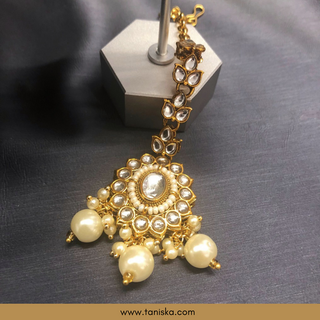 Golden Traditional Necklace Set - Antique Gold - Necklace Set
