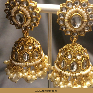Golden Traditional Necklace Set - Antique Gold - Necklace Set