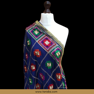 The Midnight Star Phulkari Dupatta - Phulkari Dupatta