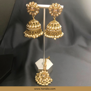 Golden Traditional Necklace Set - Antique Gold - Necklace Set