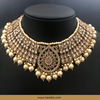 Golden 1 Traditional Necklace Set - Antique Gold - Necklace Set
