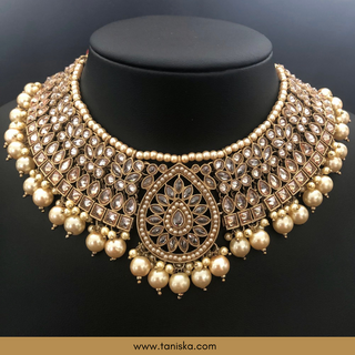 Golden 1 Traditional Necklace Set - Antique Gold - Necklace Set