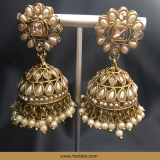 Golden Traditional Necklace Set - Antique Gold - Necklace Set