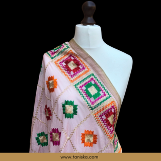 The Petal Blush Phulkari - Phulkari Dupatta