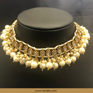Golden Traditional Necklace Set - Antique Gold - Necklace Set